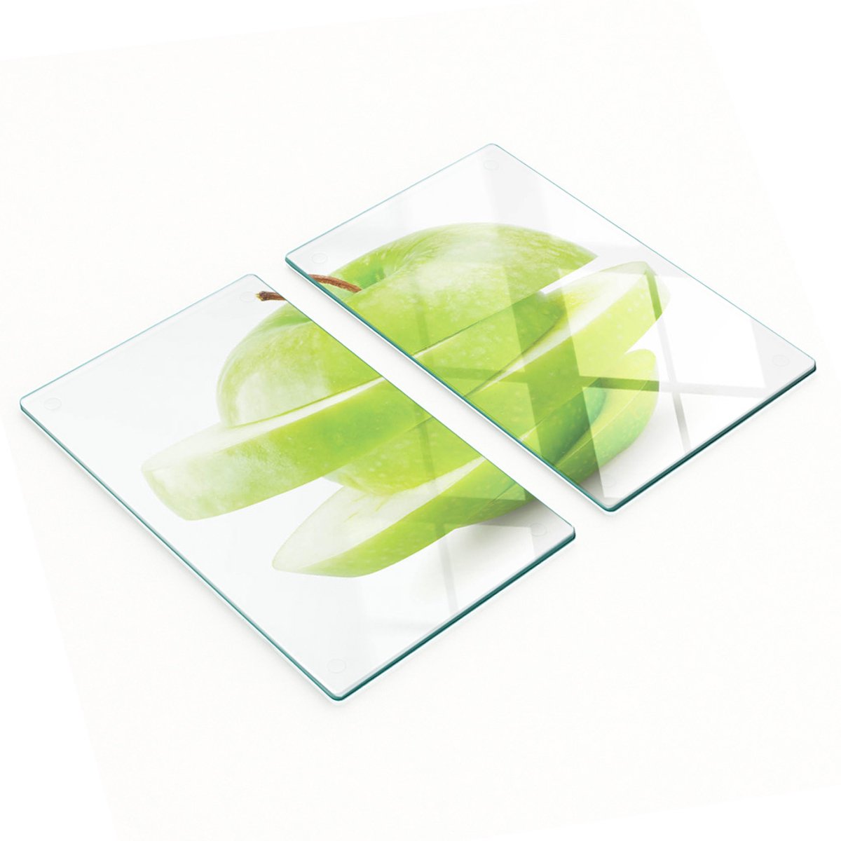 Glazen snijplanken met groene appelafbeeldingen, 2x30x52 cm