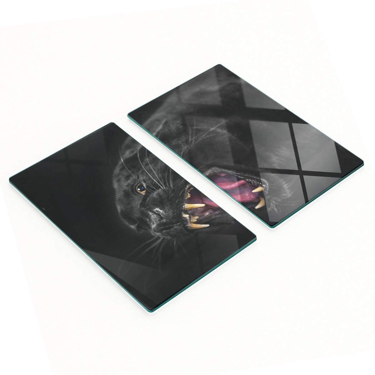 Glazen snijplanken met zwarte luipaardprint, 2x30x52 cm