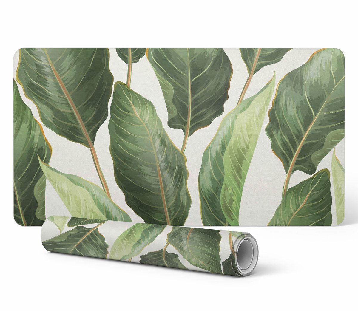 Antislip muis- en toetsenbordmat met tropische bladeren, 90x45 cm