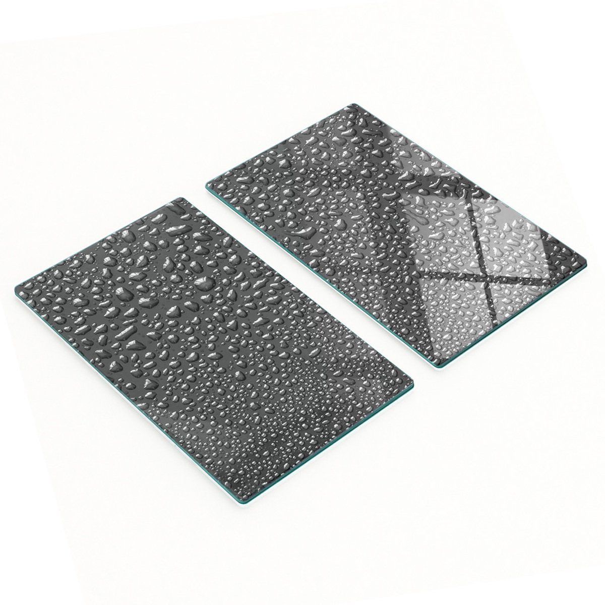 Keukenplanken van gehard glas met waterdruppelmotief, zwart, 2x30x52 cm