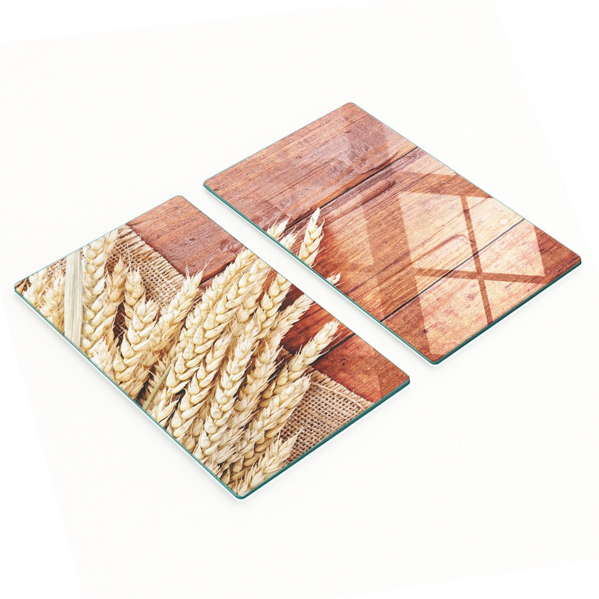 Decoratieve glazen snij- en serveerplanken met tarwemotief, 2x30x52 cm