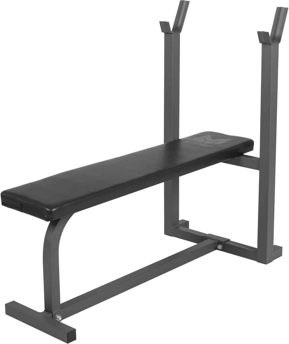 Vlakke Halterbank - Fitnessbank Trainingsbank - Krachttraining Thuistraining - Geïntegreerde Halterplank - 101 x 50 x 93.5 cm - Zwart