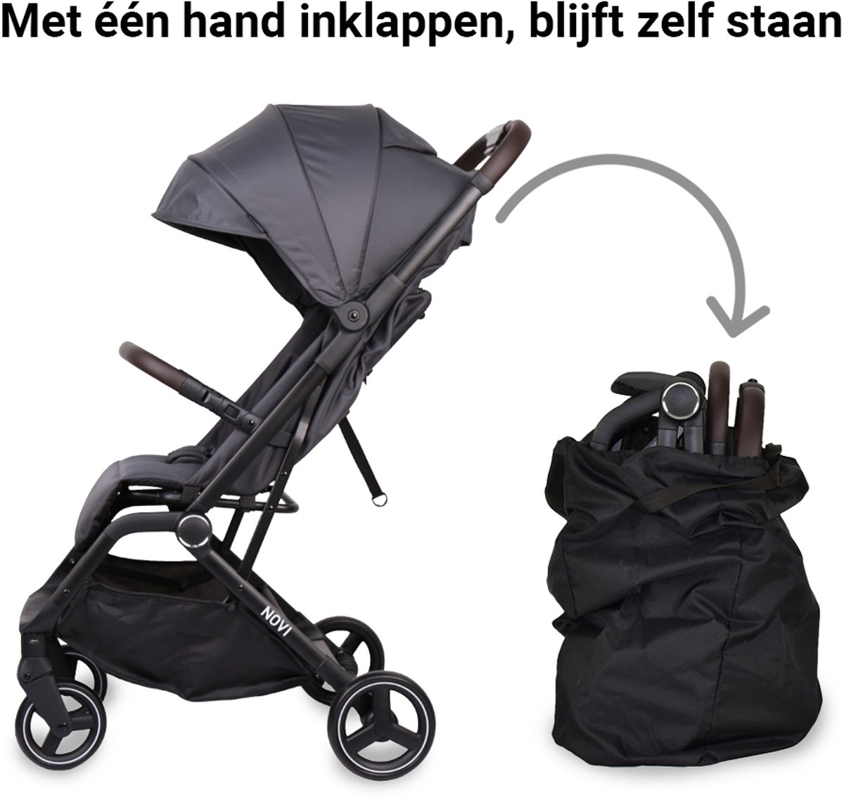 Novi Baby Cloud Go Buggy - Donker Grijs - Inclusief transporttas — cadeau in Cadeau-ideeën - foto 5