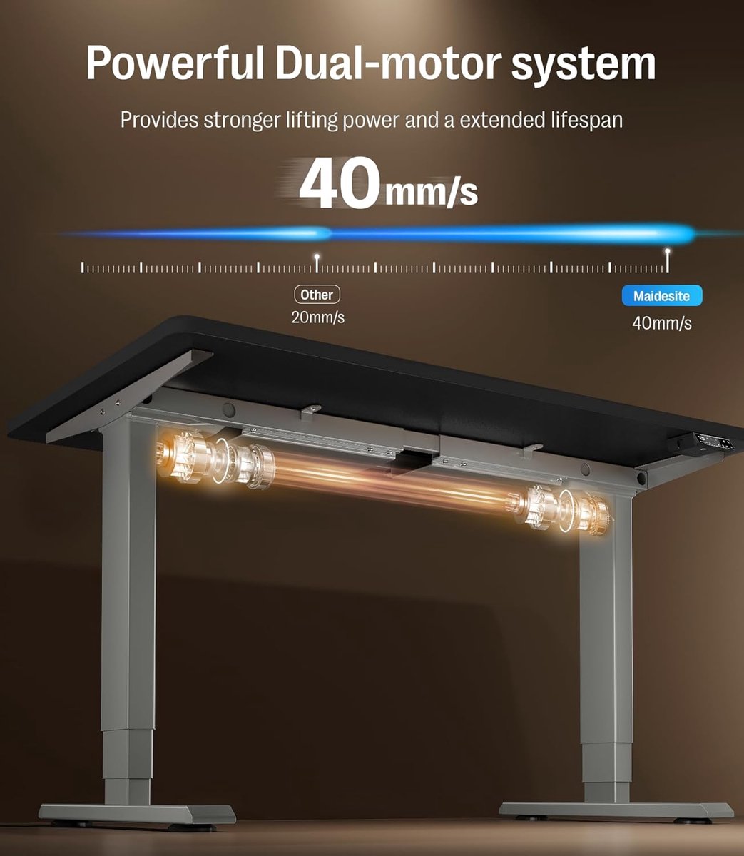 Electric Desk 160x80 cm – Height Adjustable Standing Desk with Dual Motors, Silent and Stable, Industrial Style, Grey Frame + Black, Smart Touch Control, USB-C Fast Charging – Laura