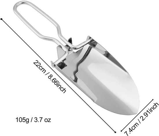 1 stuks Mini-schep met opbergzak, staal, lengte 12,5 cm (ingeklapt), 22,5 cm (uitgeklapt), breedte 6,5 cm, zilver van Talen Tools — afbeelding 5