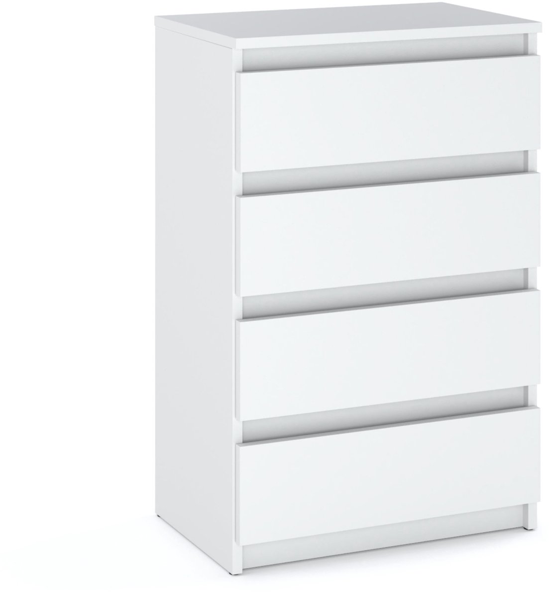 Witte commode met 4 lades, 60 cm, tv-meubel, meubel voor woonkamer, slaapkamer of loft.