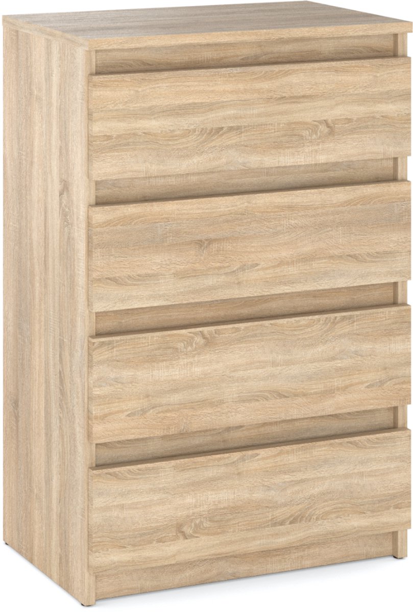 Sonoma eikenhouten commode met 4 lades, 60 cm, tv-meubel, meubel voor woonkamer en slaapkamer