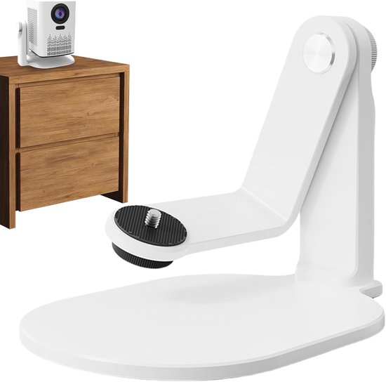 Projectorstandaard 360° draaibaar, beamerhouder wit, stabiel compact 19x16x13 cm, thuis cinema & kantoor