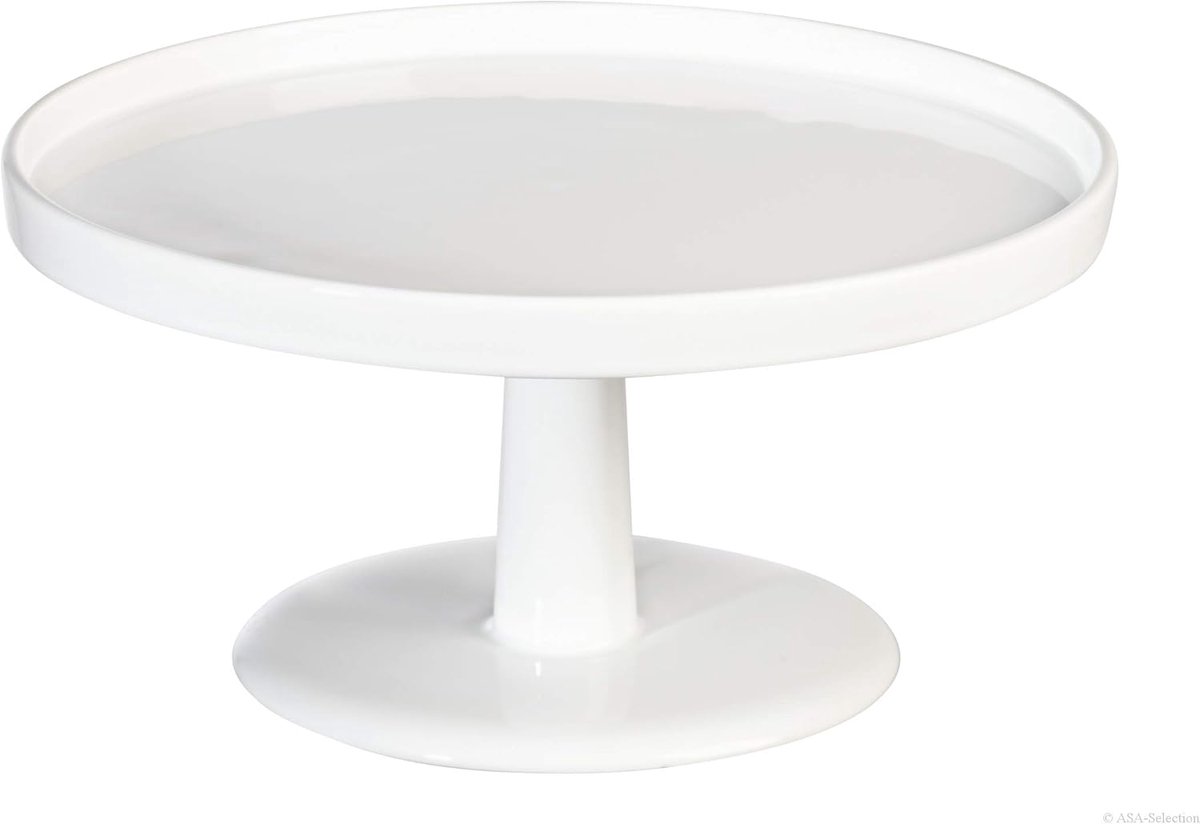 Taartplateau Keramiek - Serveerschaal Rond - Taarten Presenteren - Vaatwasserbestendig - Ø 29 cm Hoogte 13 cm - Wit