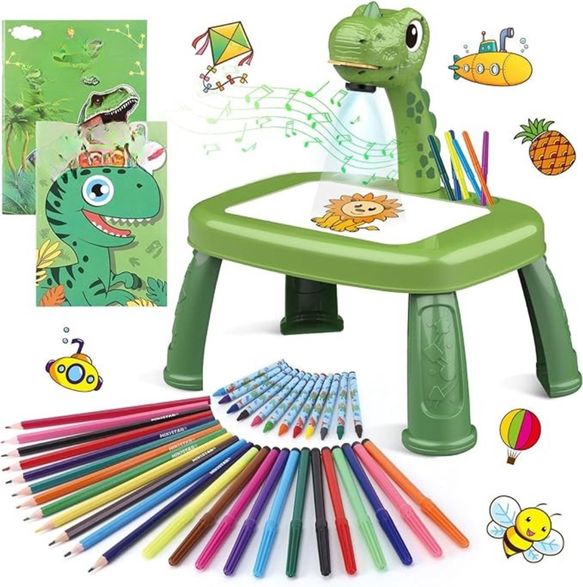 SAVI® Tekenprojector Kinderen - Tekenprojector - Kinder Tekenprojector - met Tafeletje - Groen - 32cm x 32cm x 37cm