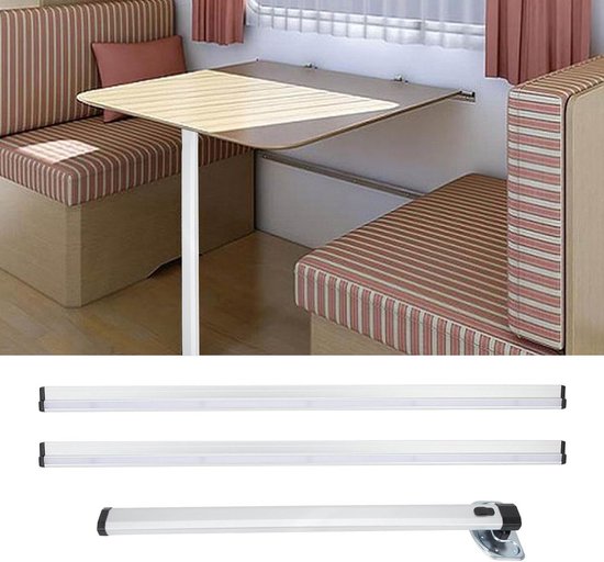 Opklapbare Tafelpoot - Schuifrail Tafel - RV Camper Jacht - Verstelbaar Aluminium - 15 x 119.8 x 81 cm - Grijs — afbeelding 4
