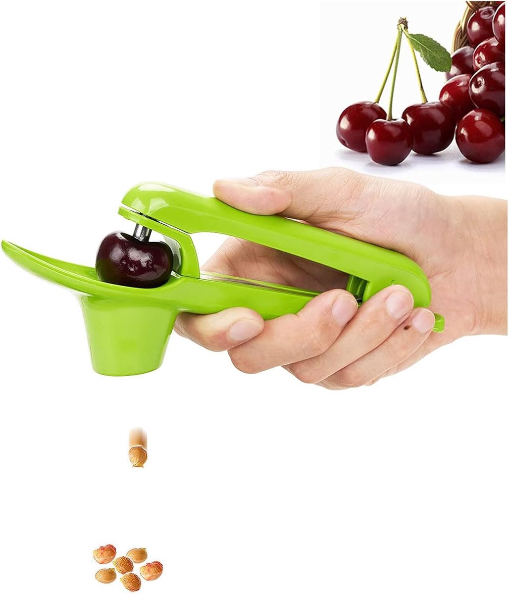 Kersenontpitter - Fruit ontpitten - Snelle bereiding - Roestvrij staal - 19 x 6 cm - Groen