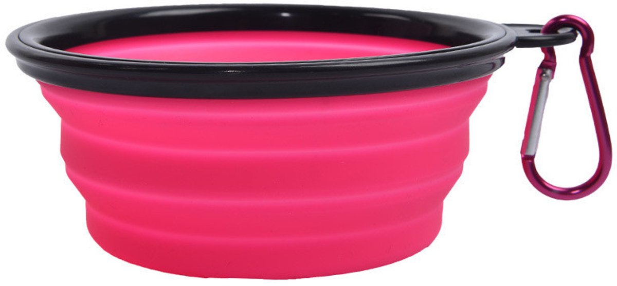 Mersjo - Silicoon Opvouwbare Reisvoerbak - Roze - 350 ml - Geschikt voor Reizen en Lange Wandelingen