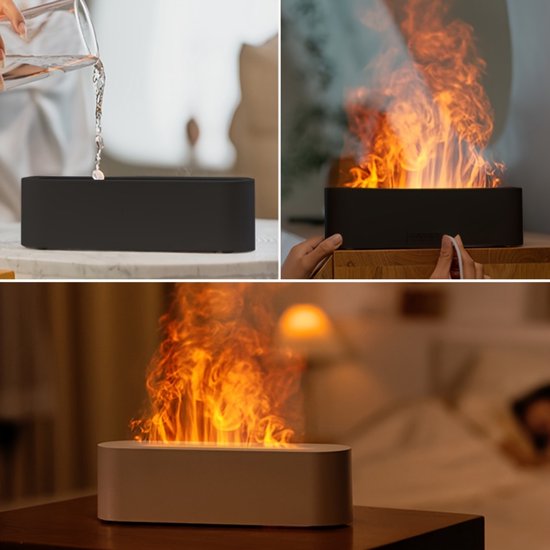 1 lamp met gesimuleerde vlam, 145 gram, USB-voeding, RGB-verlichting, timer en luchtbevochtiger, geschikt voor slaapkamer/kantoor. — afbeelding 3