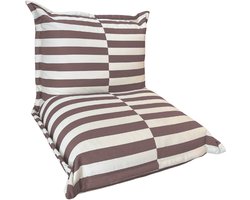 Bananair - Zitzak gestreept - Afneembare hoes - Voor buiten - Waterdicht - UV-bestendig - 85x85x75 cm - Beige