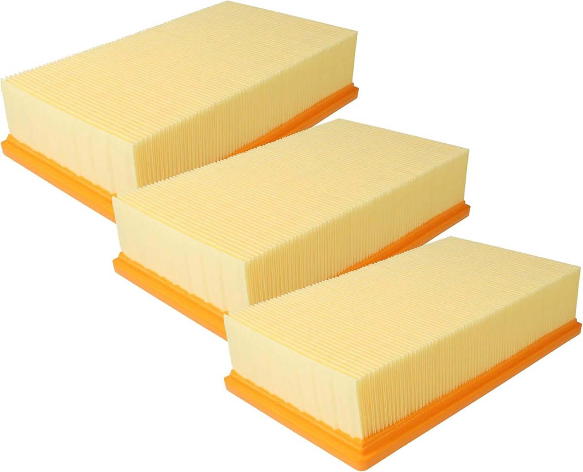 Platte Plisfilters - Stofzuigerfilters - Nat en Droog - Hoog Stofvasthoudend - 24x14x5.5 cm - Geel