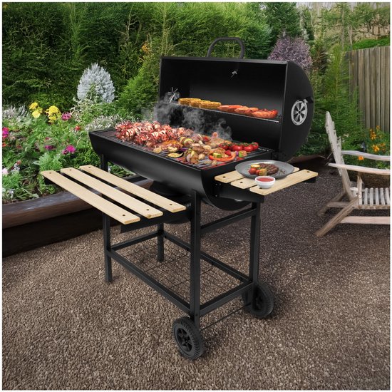 Gregman Roast 80 Houtskool BBQ - Grote Tuingrill met Deksel - Thermometer & Zijplanken - Verstelbare Luchtregeling - Zwart van Merkloos — afbeelding 3