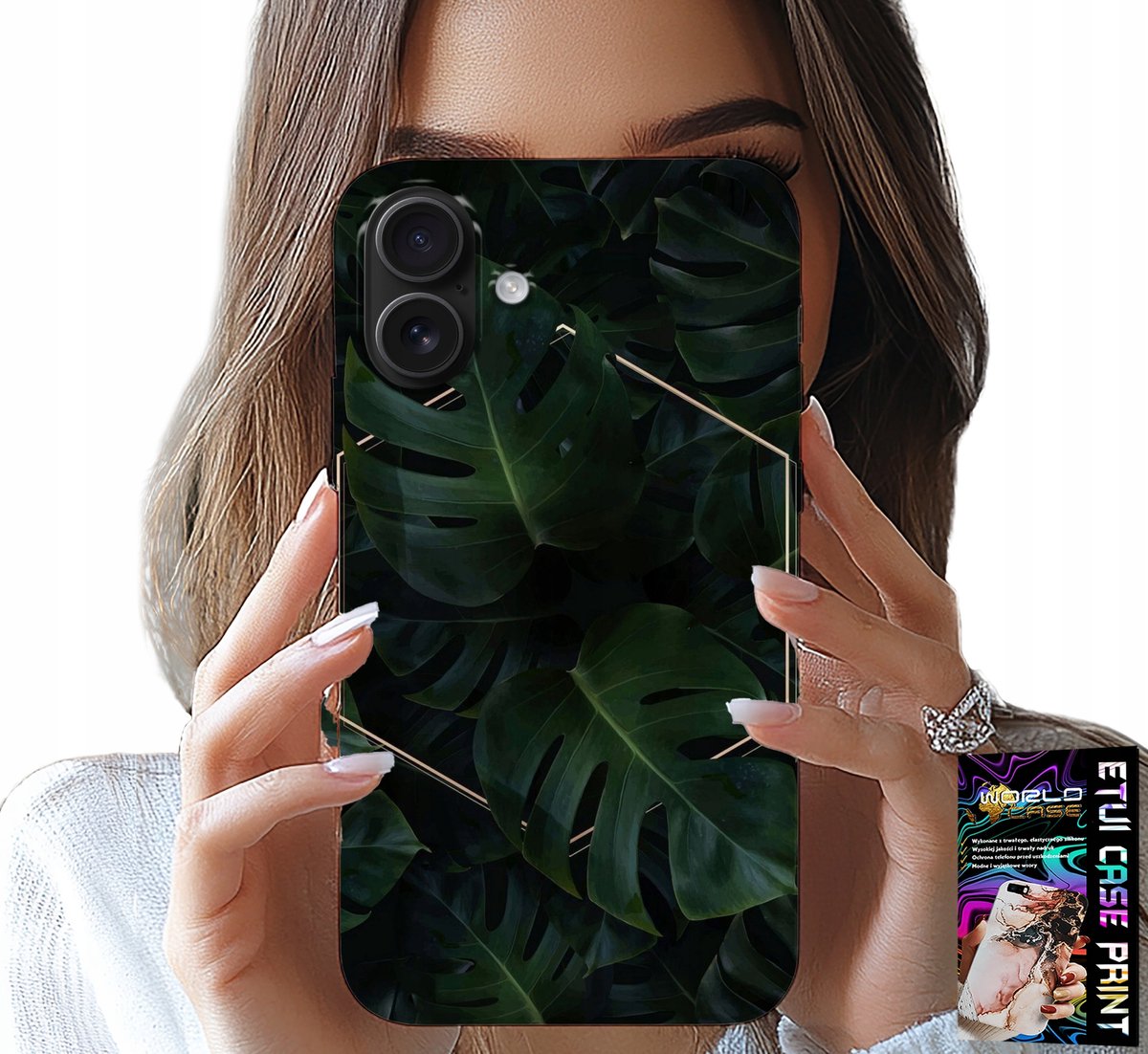 HOESJE VOOR IPHONE 16 PLUS - ELEGANTE BLADEREN MET MODIEUZE PATRONEN OP HET HOESJE