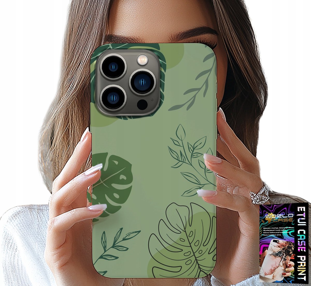 iPhone 15 Pro Max hoesje - Groene bladeren en plantenpatroon achterkant