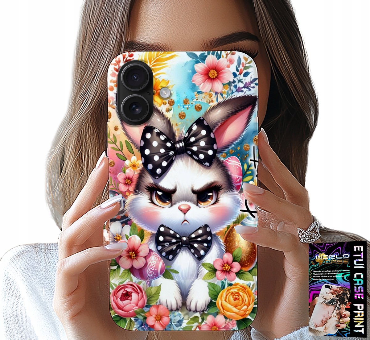 HOESJE VOOR IPHONE 16 - PAASHAAS, HAAS, EIEREN + GLAS