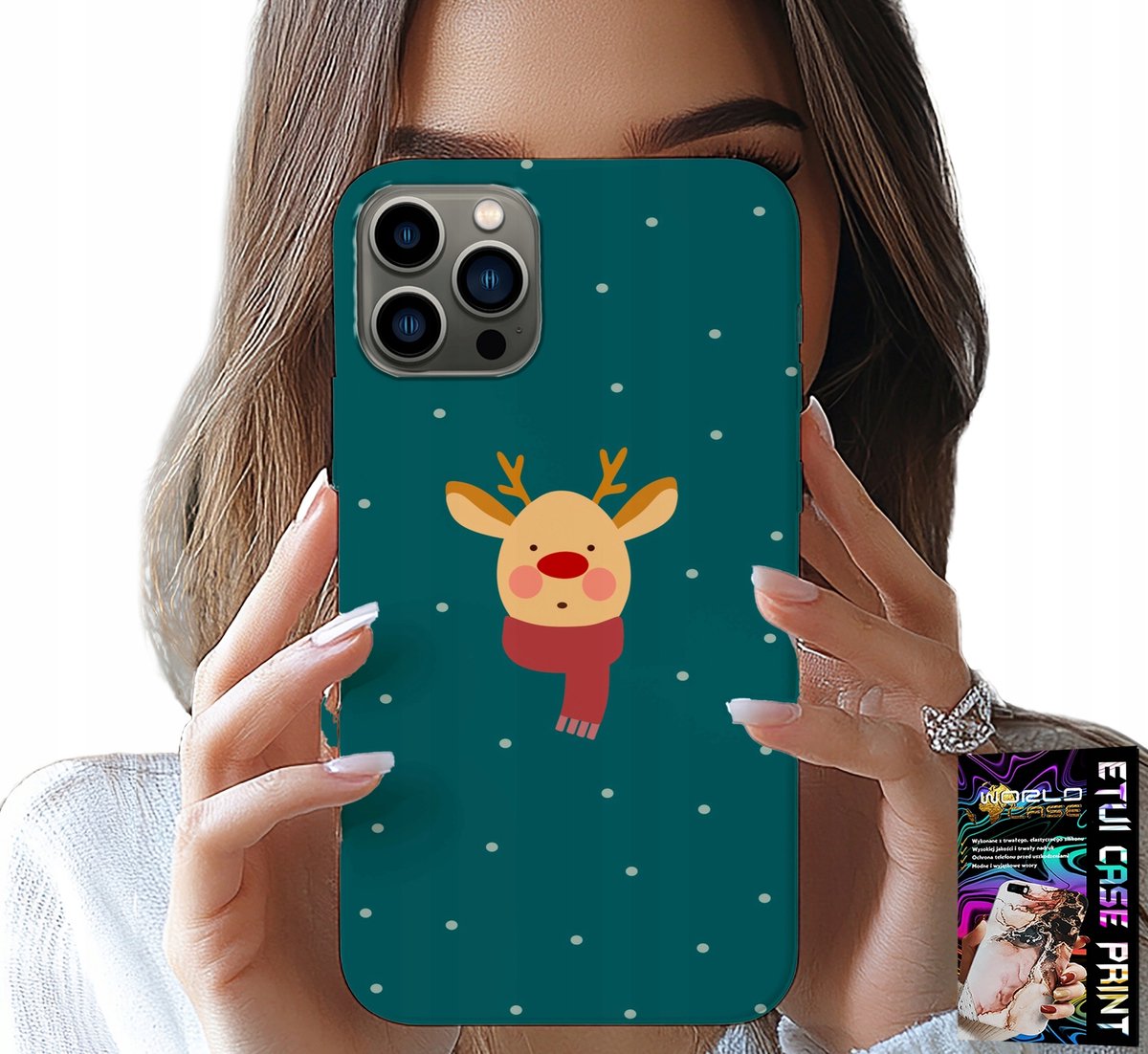 iPhone 11 Pro Max hoesje - Rendier op een groene achtergrond, kerstpatroon