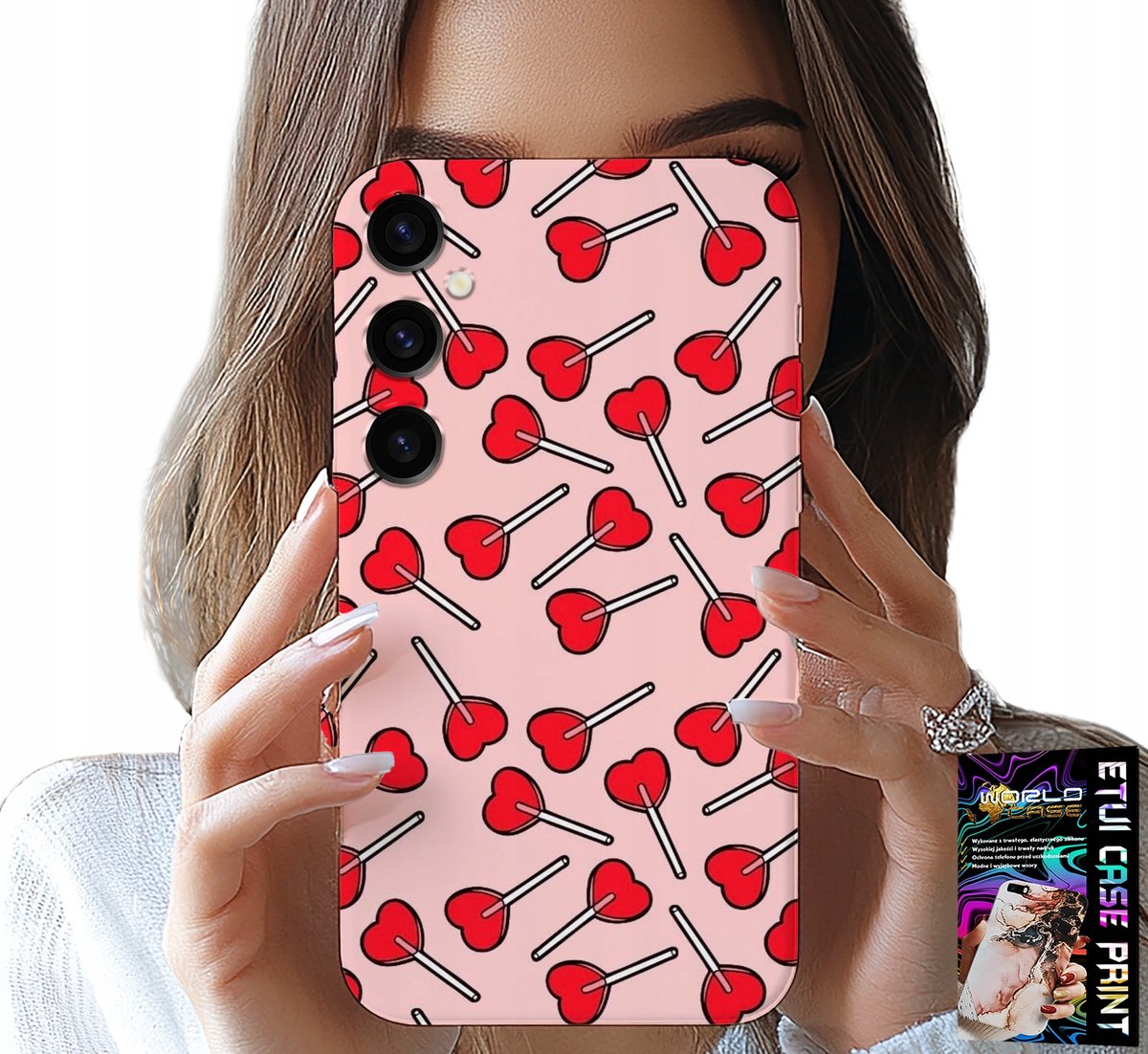 HOESJE VOOR SAMSUNG GALAXY A16 4/5G - VROUWELIJK, MODIEUS PATROON, LOLLIPOPS EN HARTJES