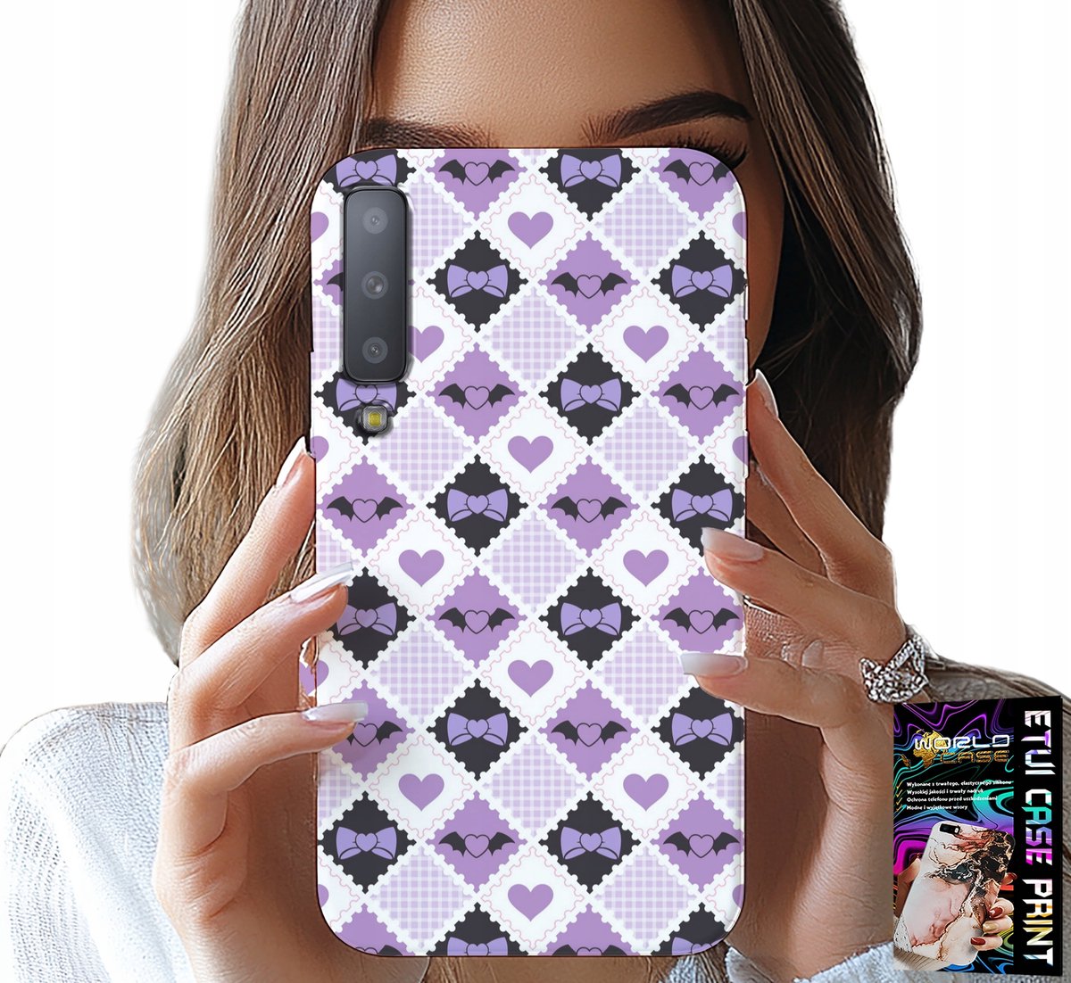 HOESJE VOOR SAMSUNG A7 2018 - MODIEUZE HARTJESSTRIK + GLAS