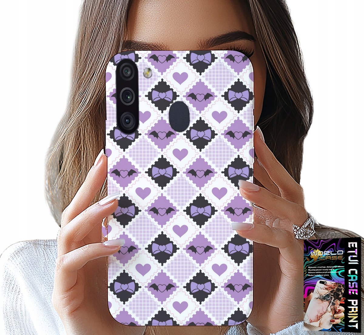 HOESJE VOOR SAMSUNG GALAXY A21 - MODIEUZE HARTJESSTRIK + GLAS