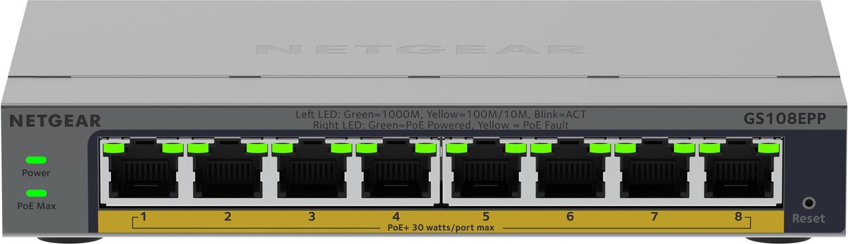 Netgear GS108EPP Netwerk Switch