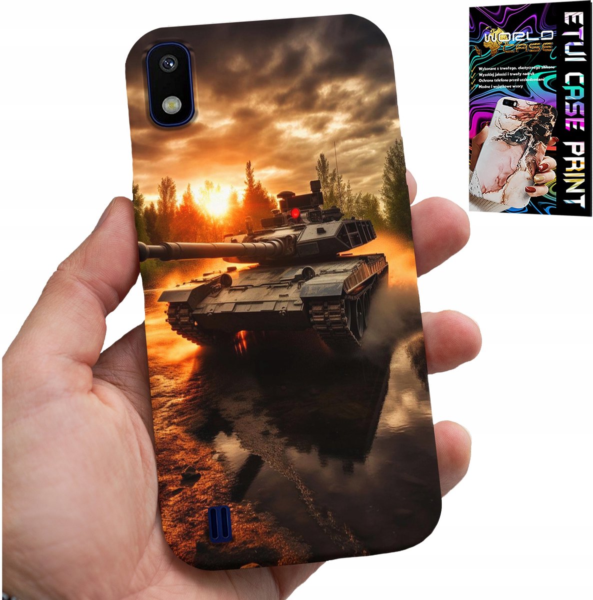 HOESJE VOOR SAMSUNG A10 - TANK, OORLOG, MILITAIR, PATRONEN
