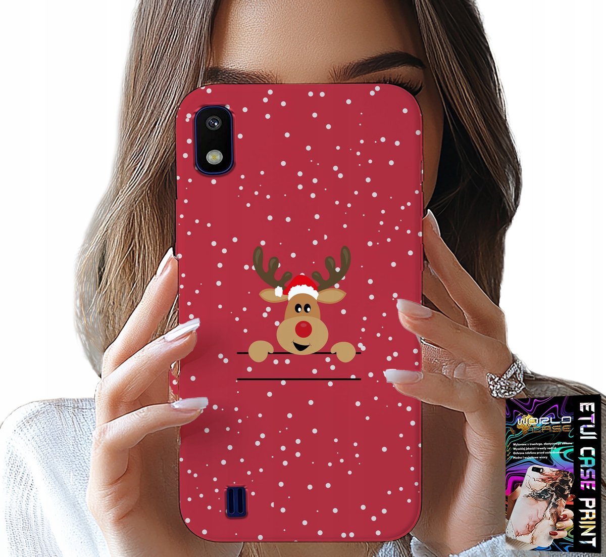 HOESJE VOOR SAMSUNG A10 - KERSTRENDIER/KERSTMAN + GLAS