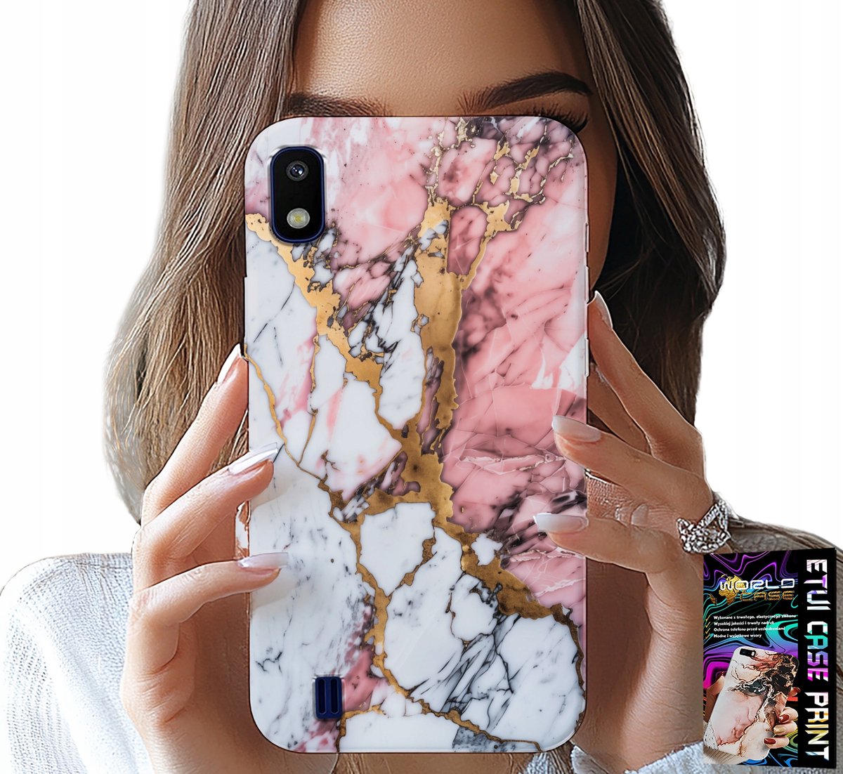 SAMSUNG A10 HOESJE - ROZE WIT MARMER, STEENPATROON