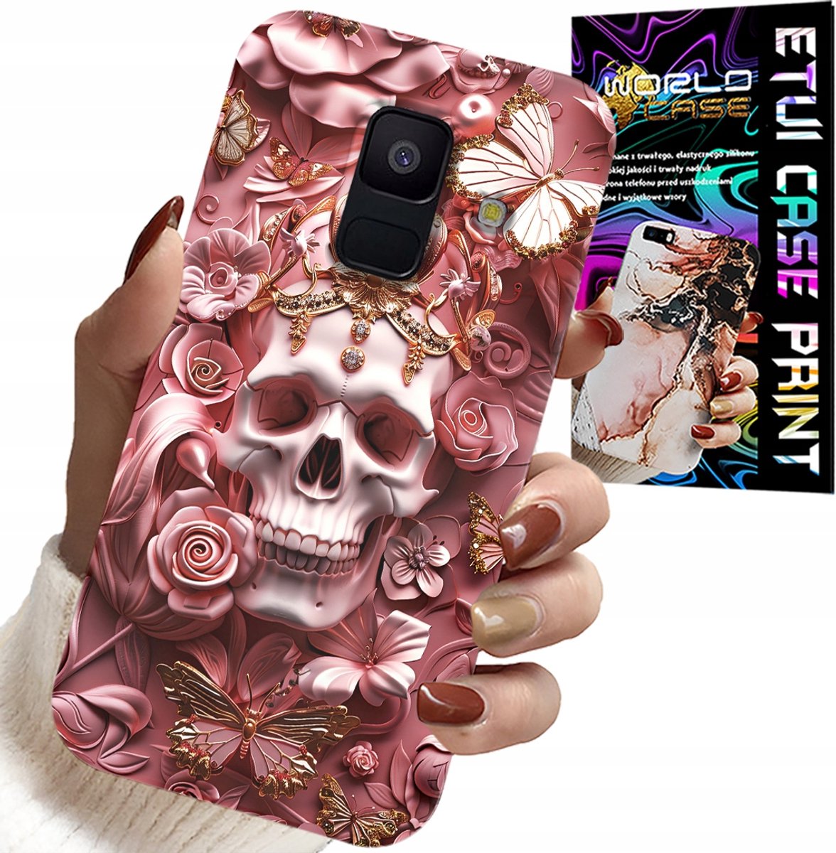 Hoesje voor Samsung A6 2018 - Vrouwelijk, modieus patroon, schedel met rozen