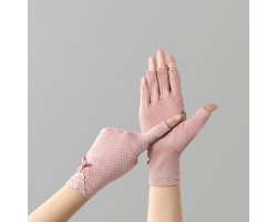 2 pairs Summer UV Protection Riding Gloves Women, Half Finger Sunscreen Gloves, Non-Slip Sun Protection Gloves Mittens for Gel Nails Driving Cycling Hiking Fishing Outdoor(roze, abrikooskleurig)