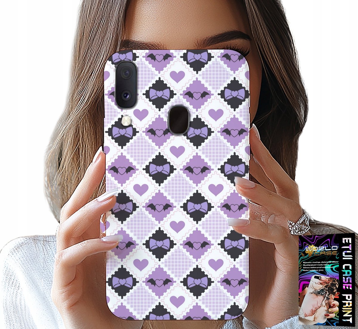 HOESJE VOOR SAMSUNG GALAXY A20E - MODIEUZE STRIK MET HARTJES + GLAS