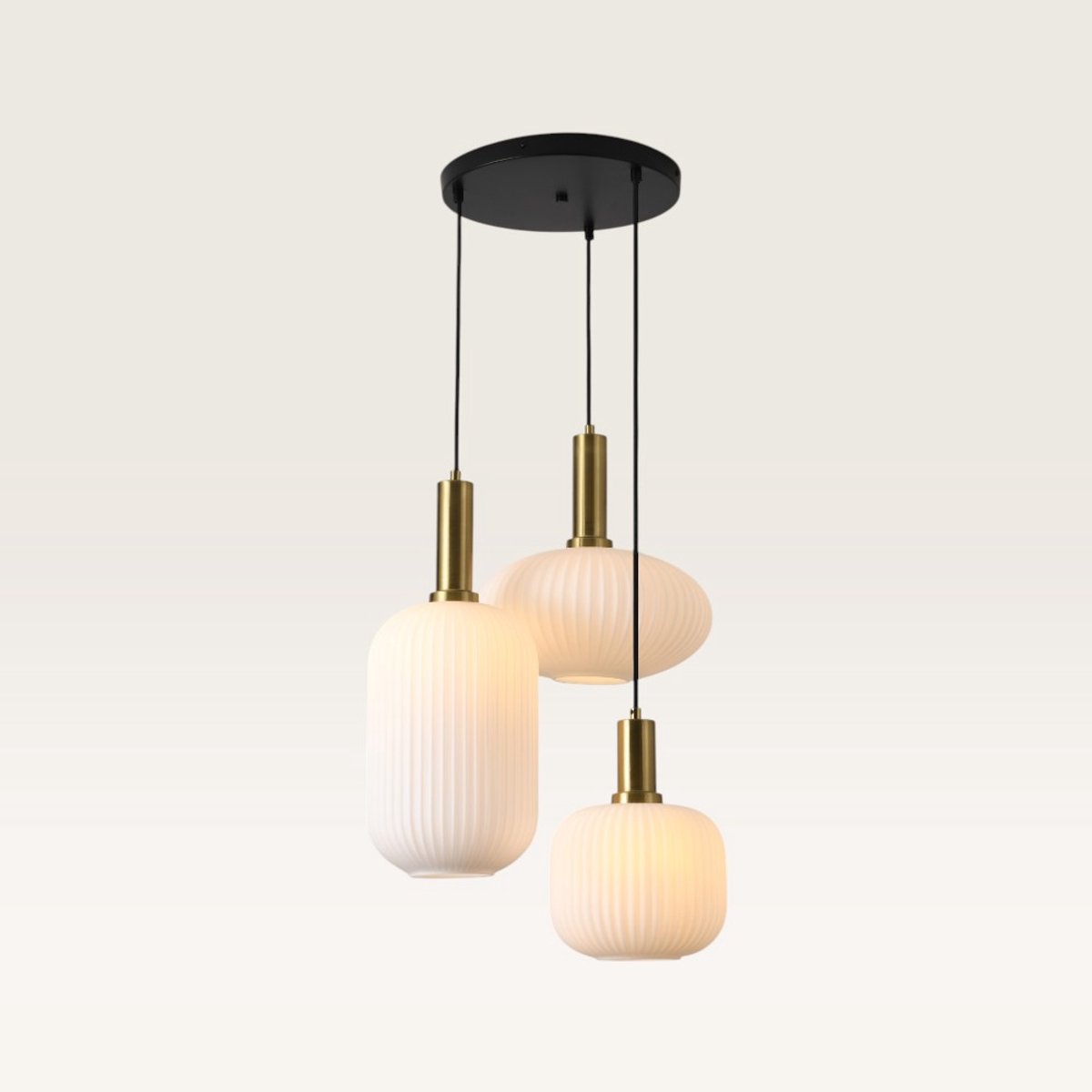 Lusenz - Hanglamp eettafel - 3 lichts - Handgemaakt opaalglas - Design hanglamp - E27 Fitting - Dimbaar - Voor Eetkamer, gang, woonkamer, slaapkamer - Hoogte verstelbaar - Modern - Japandi hanglamp