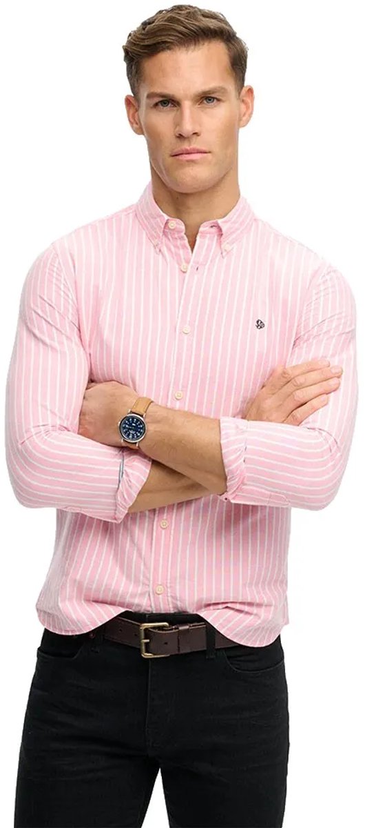 Superdry Preppy Oxford Overhemd met Lange Mouwen Heren Lange mouwen shirts Koraal