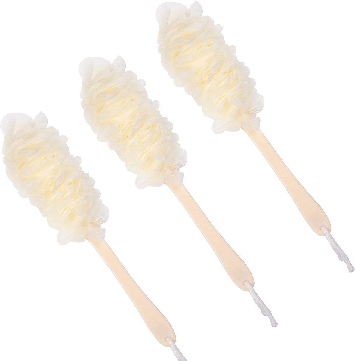 Rug Borstel - Douche Spons - Lichaam Reinigen - Lange Handgreep - 43 cm Lengte - Wit Set