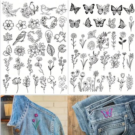 Foto: Borduurpatronen in water oplosbaar 2 stuks zelfklevende wateroplosbare versteviging voor beginners en borduurliefhebbers voor borduren doe het zelf projecten borduuroefeningen rewytaz