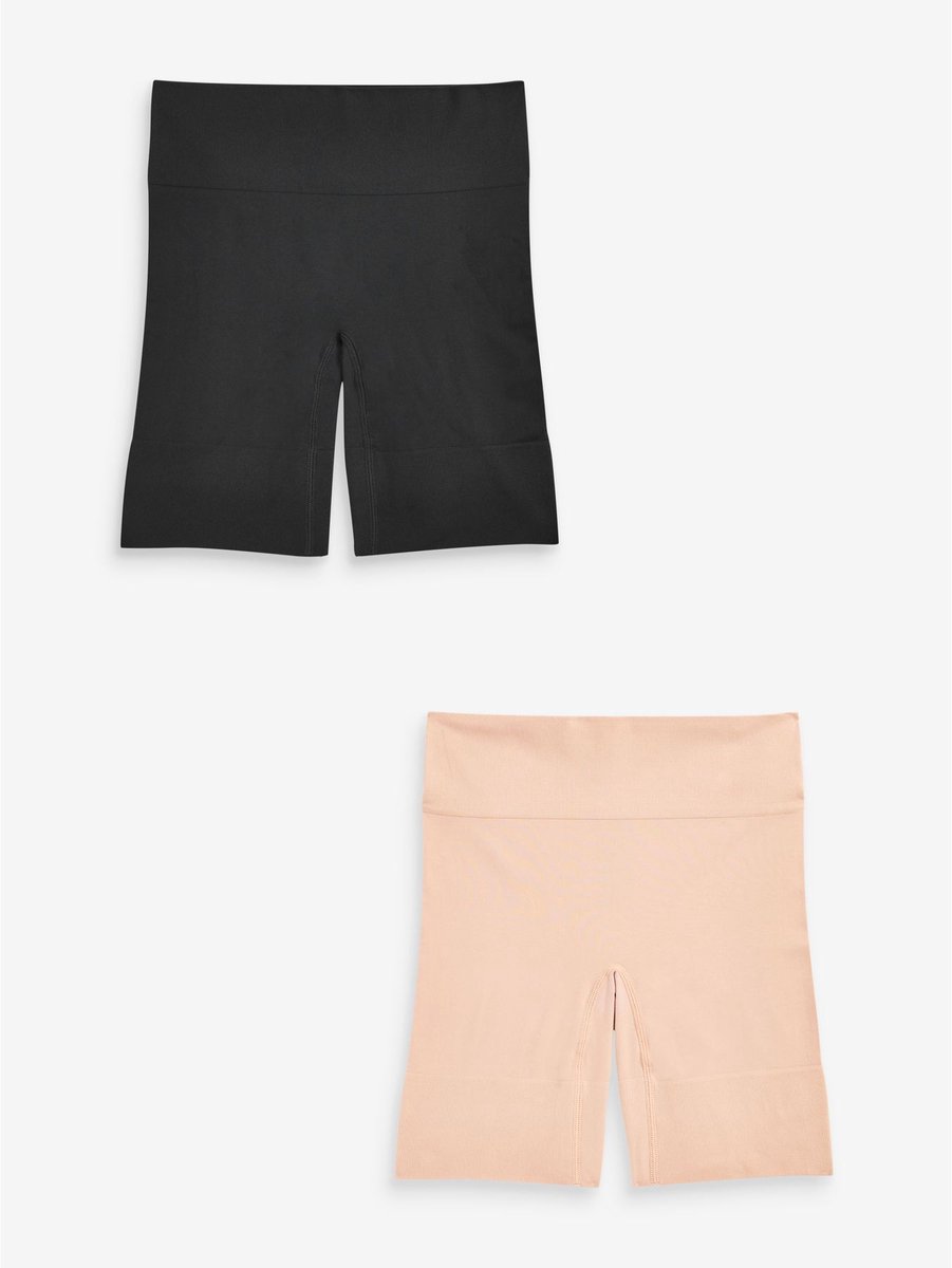 Next Dames - Set van 2 naadloze anti-schuur shorts - Zwart Black / Pastel Rose Nude