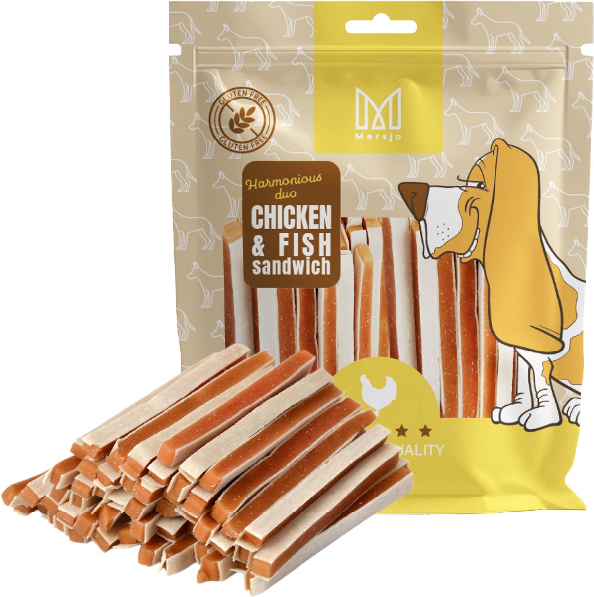 Mersjo - Sandwich met Kip en Kabeljauw - 500g - Graanvrij - Premium Kwaliteit