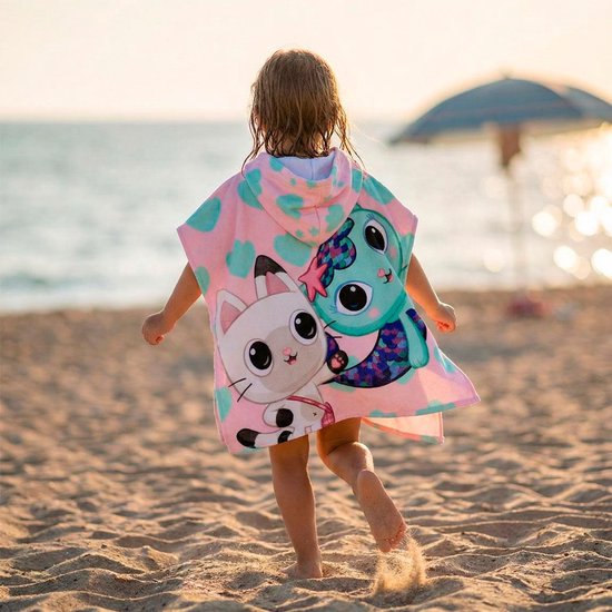 Gabby’s Poppenhuis Poncho Meisjes - Strandponcho met Capuchon - Sneldrogend - Kinder Badponcho Strand Zwembad van Merkloos — afbeelding 4