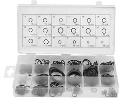 Borgring Assortiment - Circlips Set - Vastzetten Onderdelen - 18 Maten 225 Stuks - Binnen & Buiten - Zwart
