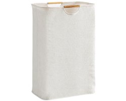 Beige wasmand van 60 liter, 40 x 30 x 60 cm, opvouwbare wasmand, wasbox, wasmanden, opbergmand, wassorteerder voor slaapkamer, badkamer, kinderkamer, op reis