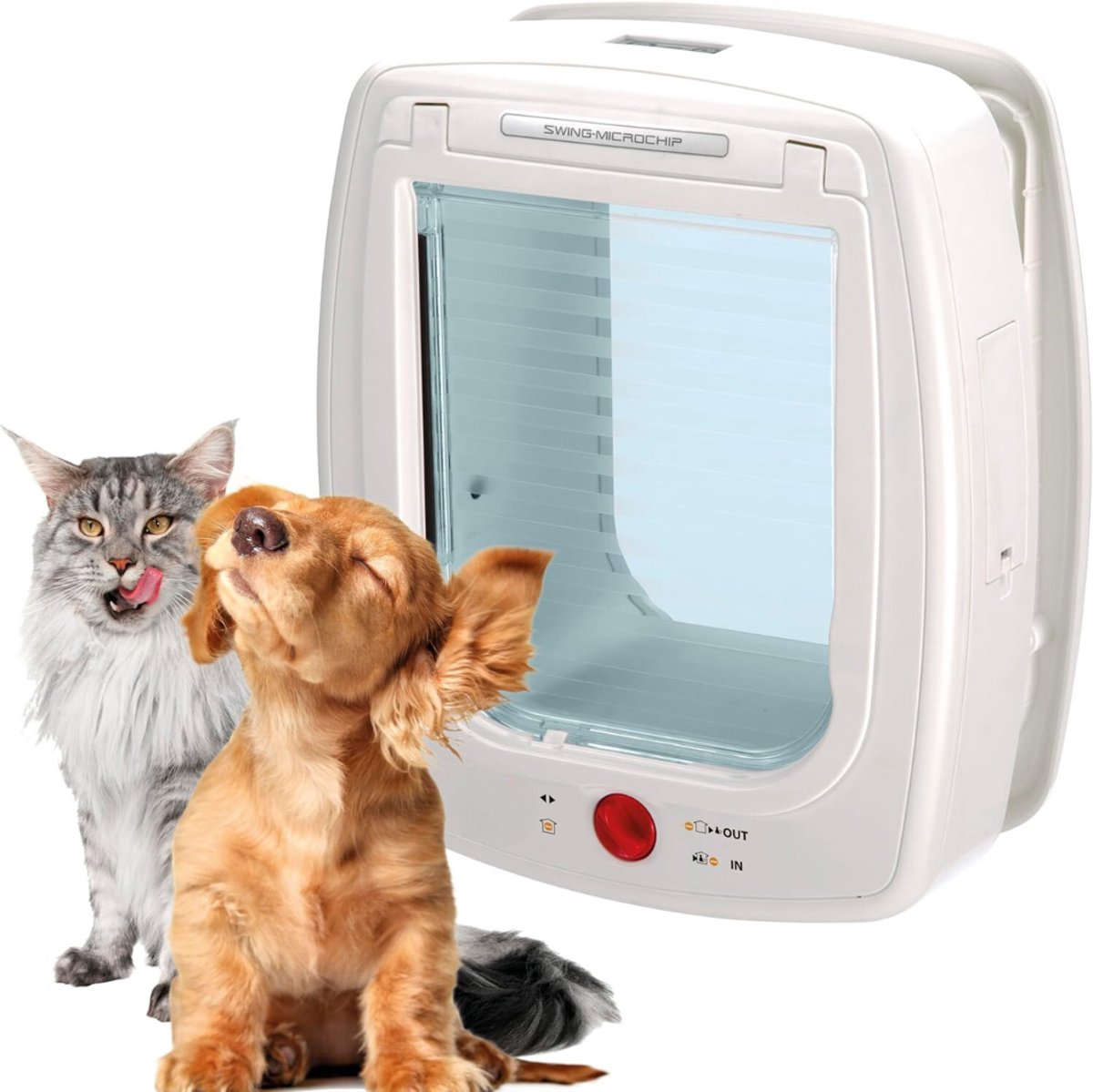 SAVI® Kattenluik Met Chipherkenning - Kattenluik chip - Kattenluik met Microchip – Wit - 32cm x 27cm x 32cm