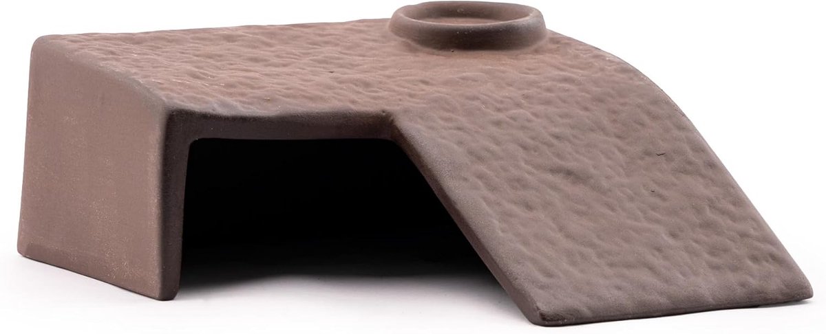 Aquarium Platform - Terrarium Grot - Zonplek Schildpad - Natuurlijk Keramiek - 17 cm - Bruin