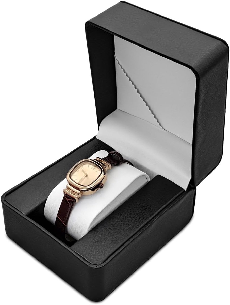 Leren Horloge Doos voor Mannen en Vrouwen - Draagbare Horloge-Display Opslagdoos met Verwijderbare Kussen (Zwart)