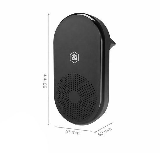 Nedis SmartLife Gong - RF, frequentie 433 MHz - Accessoire voor: WIFICDP11BK / WIFICDP21BK / WIFICDP31BK - Netvoeding - 55 melodieën - 110 - 240 V AC 50/60 Hz - Instelbaar volume - Zwart