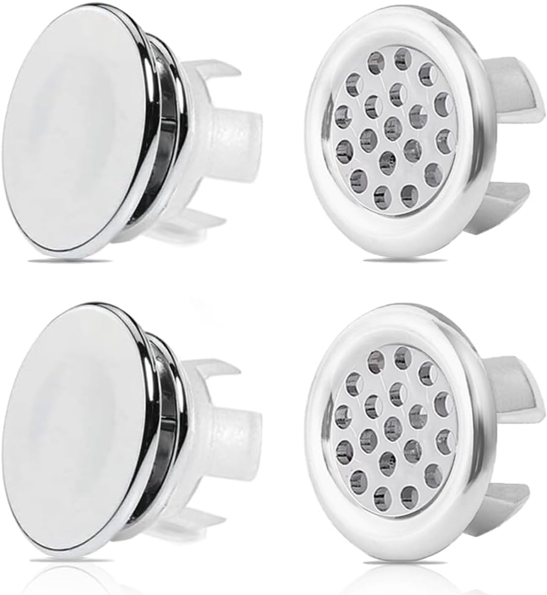 Overloopringen - Gootsteen Afdekking - Badkamer Keuken - Set van 4 - 30x12 mm - Zilvergrijs