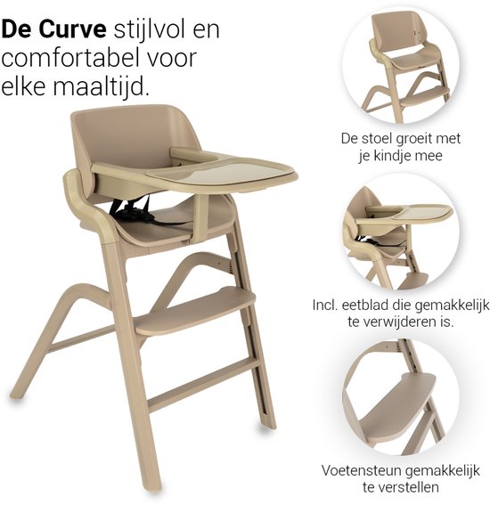 Novi at Home® Curve Premium Kinderstoel - Sand - Te gebruiken tot 100 kg - Verstelbare rugleuning, voetensteun en hoogte van Novi at Home — afbeelding 4